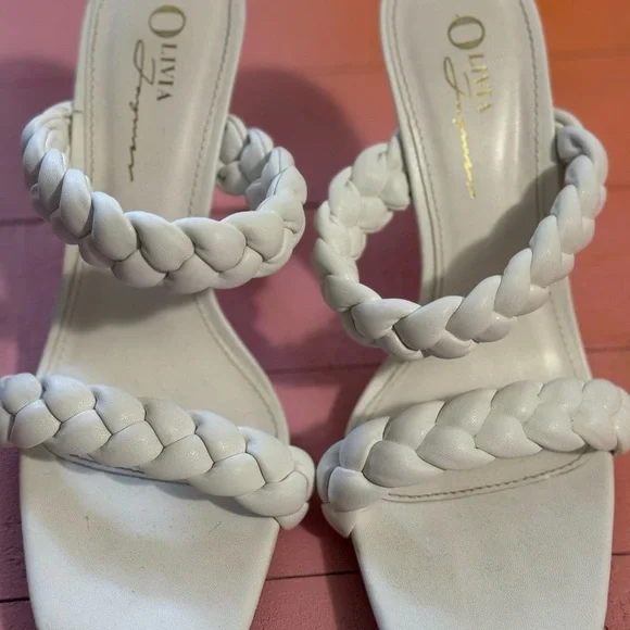 Olivia Women's Elegant White Braided Sandals - Picture 1 of 4